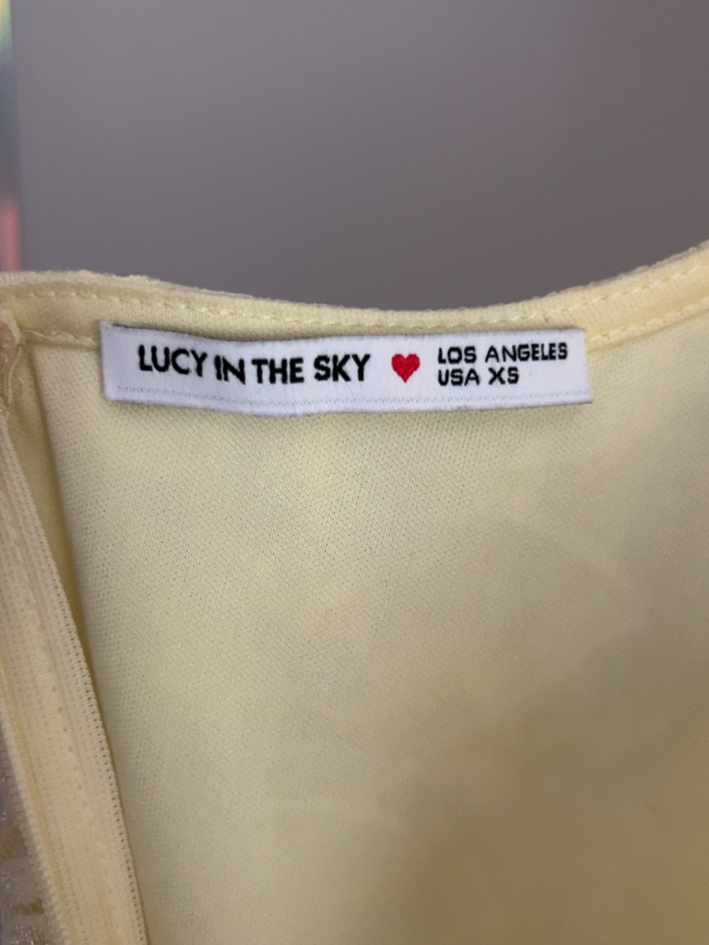 Lucy in the Sky Pale Yellow Lace Backless Slip Dress - Picture 3 of 4